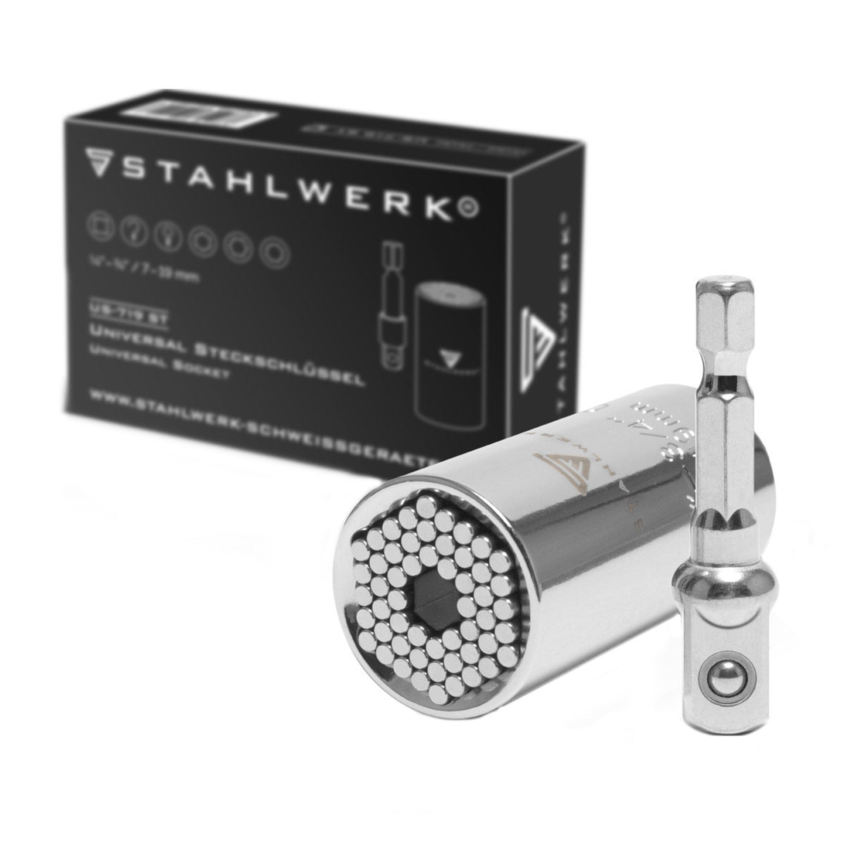 STAHLWERK Universal-Steckschlüssel 7-19 mm Multifunktionsnuss für 3/8" Ratschen