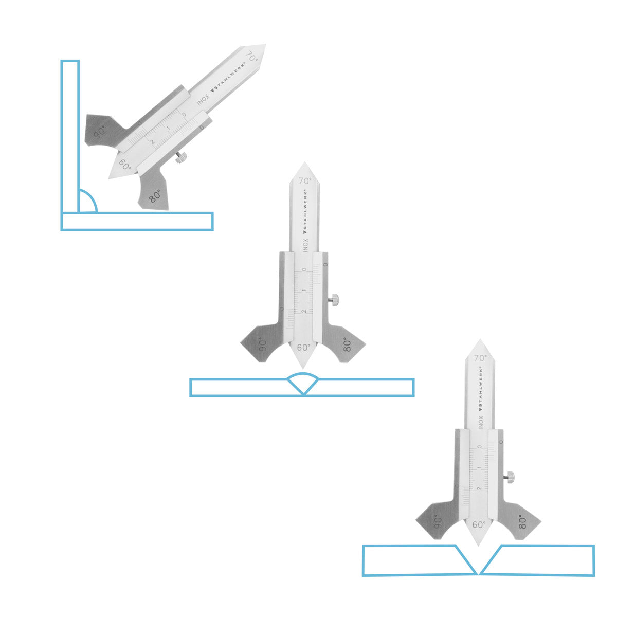 STAHLWERK Schweißnahtlehrefür Schweißnähte mit Schieber 0-20 mm Edelstahl