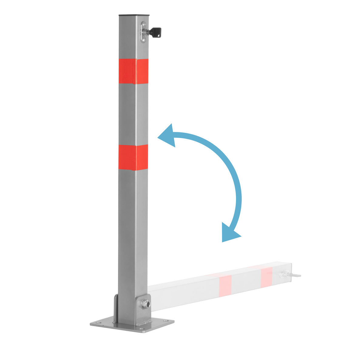 STAHLWERK Absperrpfosten umlegbarer, klappbarer Absperrpoller, Parkplatzsperre